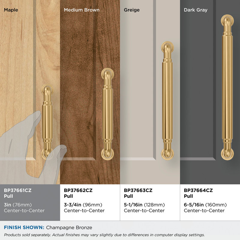 Coble Center-to-Center Cabinet Pull, 3", Champagne Bronze