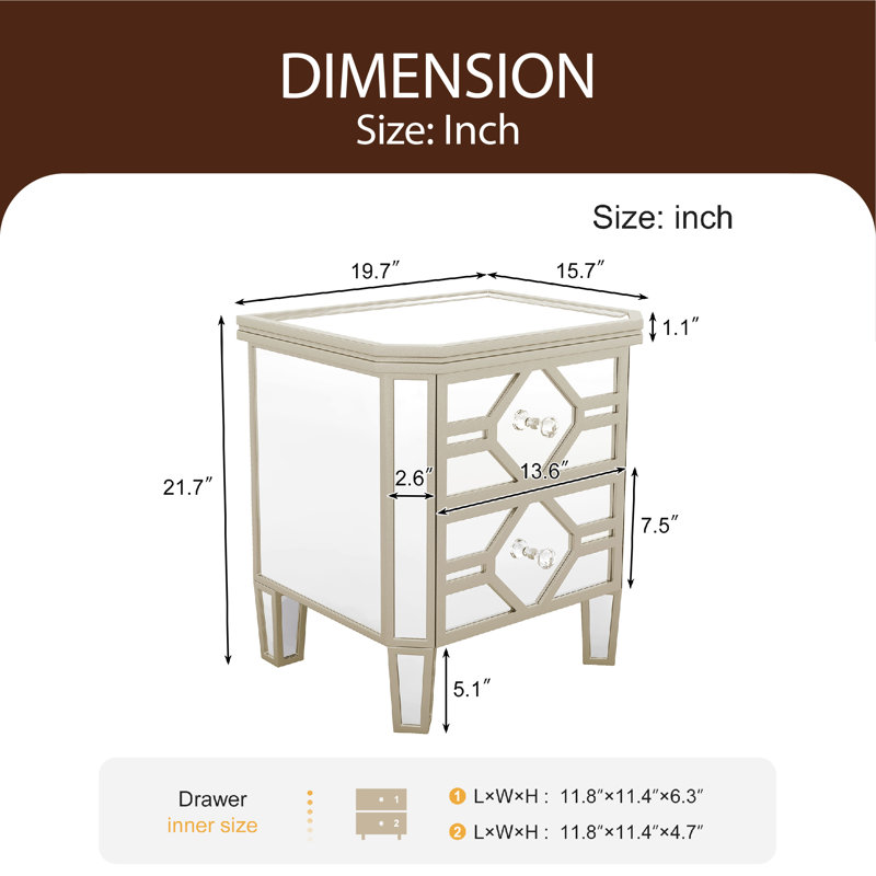 Table de chevet en verre Gerrad