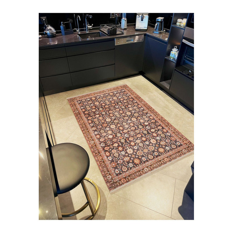 Tapis décoratif beige moderne à motif tissé beige, Sous-tapis rectangulaire 2 pi 4 po x 3 pi 11 po