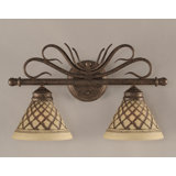 Alisz Swan 2 Light Bath Bar Shown In Bronze Finish With 7" Chocolate Icing Glass