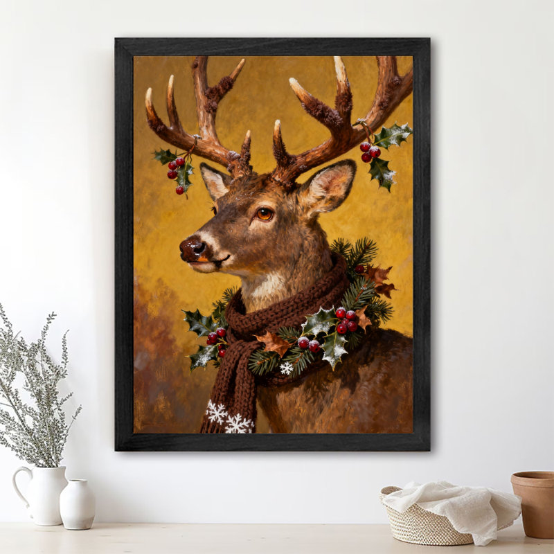 Art mural rétro noir, cerf de Noël, impressions rétro, H 17 po x l 13 po