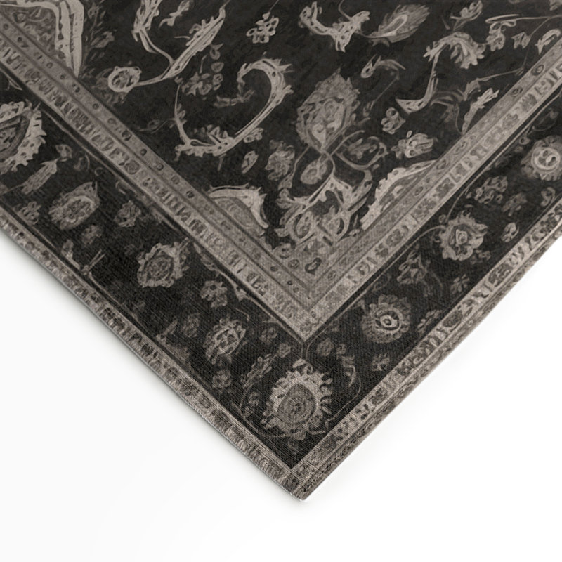 Tapis noir intérieur et extérieur Tabriz, Rectangulaire 3 pi x 5 pi