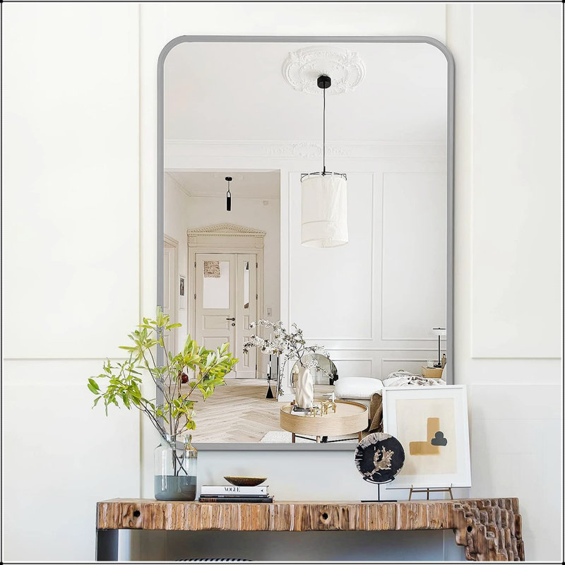 Metal Framed Rectangular Bathroom Mirror For Wall With Shatterproof Film And Clear Reflection, 22" x 30"