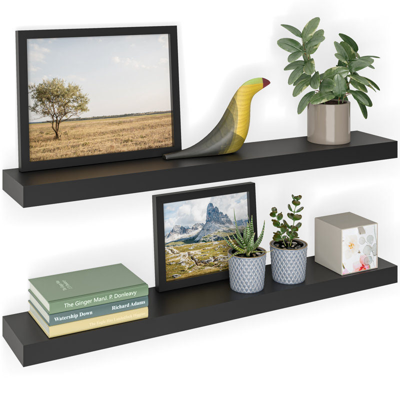 Sydney 36 "tablettes flottantes, 6" de profondeur profondeur murales, Noir