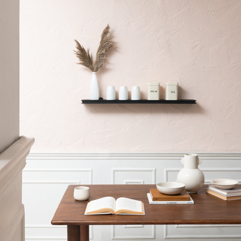 Rickea Solid Wood Wall Mounted Shelf, Black, 2.5 cm H x 91.5 cm W x 15.25 cm D