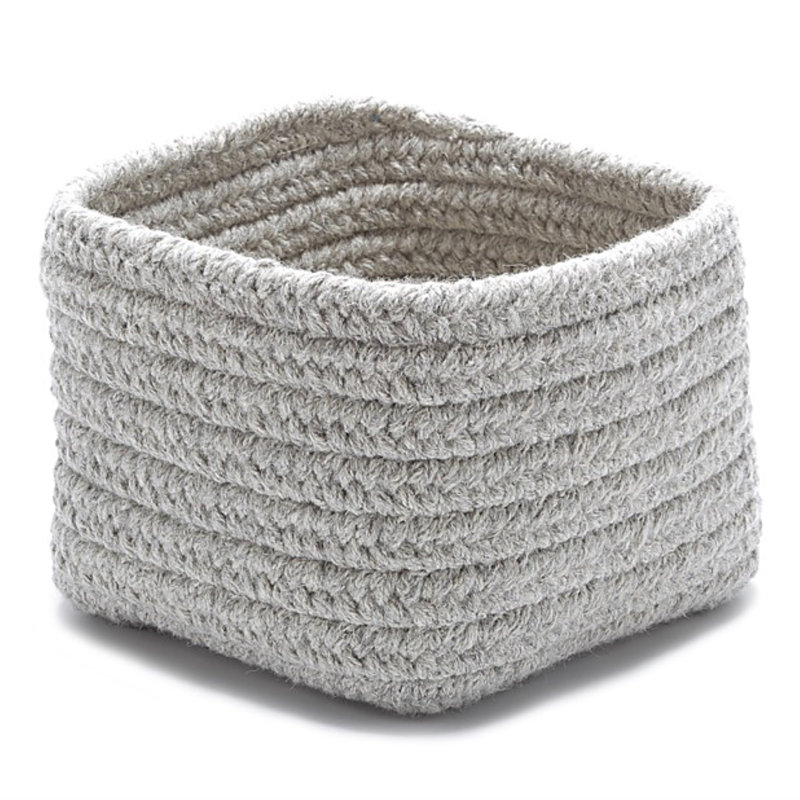 Panier tressé en laine entièrement naturel, Gris clair