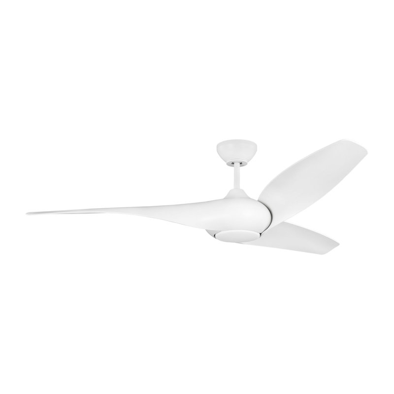 Visual Comfort Fan Topan Smart 60 LED Indoor Ceiling Fan with Threaded Downrod, Matte White ABS blades and Handheld Remote
