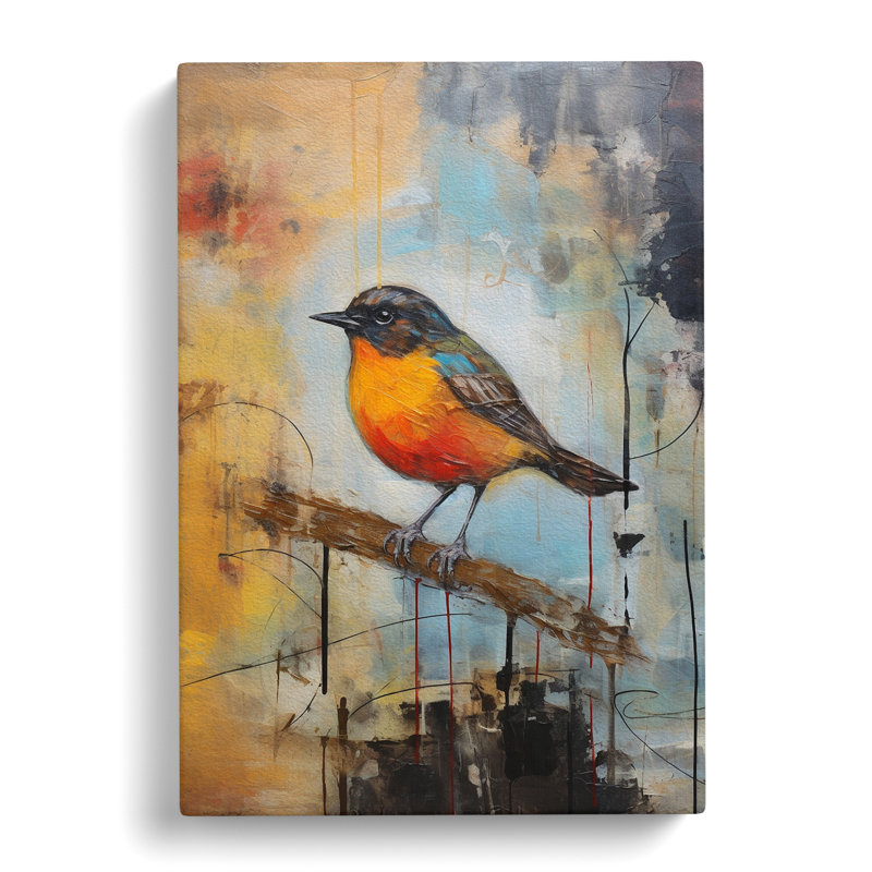 Robin Bird Abstract - Wrapped Canvas, 60cm H x 40cm W x 3cm D