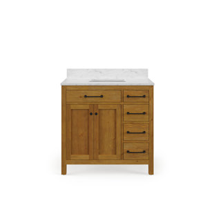Meuble-lavabo de comptoir en marbre blanc Carrara Berryman