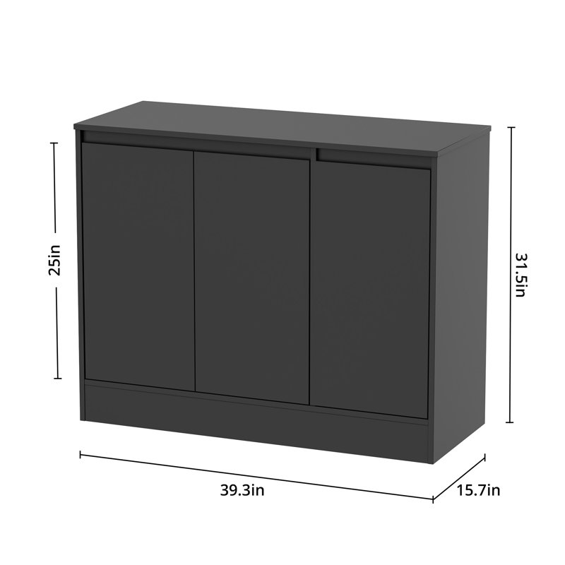 Buffet Cabinet With Storage, Coffee Bar Cabinet With 3 Doors And Adjustable Shelf, Modern Kitchen Buffet Sideboard For Living Room, Kitchen, Black