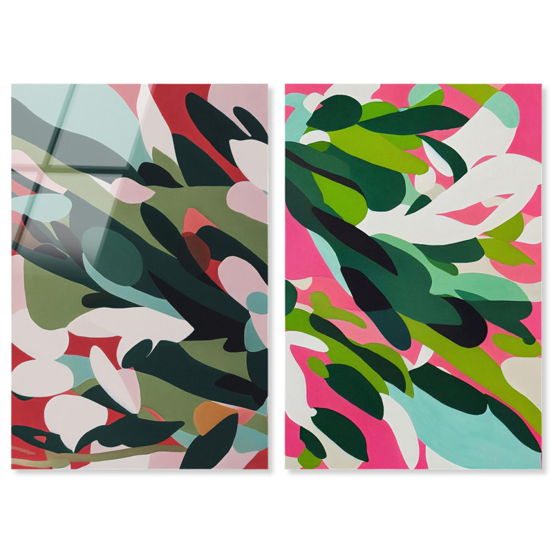 Ensemble de décorations murales botaniques abstraites et colorées en acrylique par Art Remedy, prêtes à  accrocher, 10 x 15