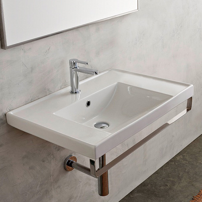 Scarabeo By Nameeks ML 18.5'' White Ceramic Rectangular Bathroom Sink with Overflow