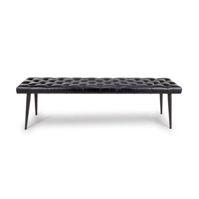 Limones Genuine Leather Upholstered Storage Bench
