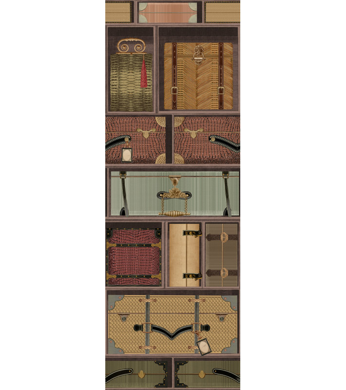 ORIENT EXPRESS Wallpaper Roll, Brown/Taupe/Green/Gray