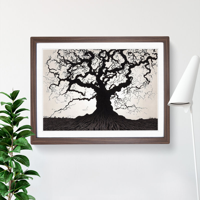 Bewitching Oak Tree - Single Picture Frame Print, 46cm H x 64cm W x 2cm D, Walnut Framed