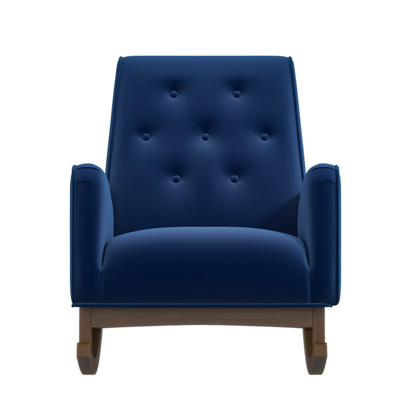 Demetrius Solid Wood Rocking Chair, Blue