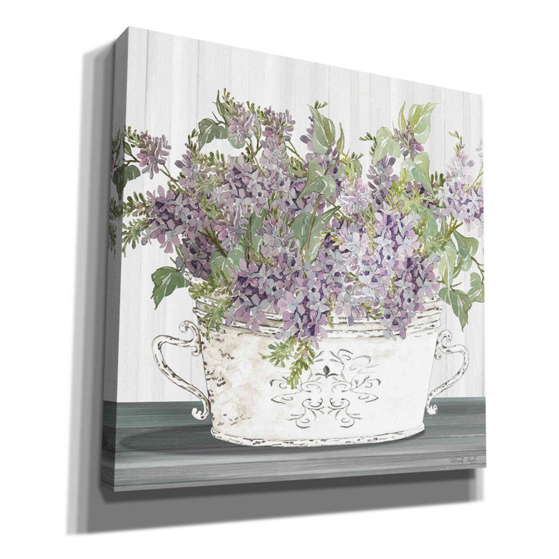 «Lilac Galvanized Pot» par Cindy Jacobs, art mural sur toile, L 37 po x H 37 po x P 1,5 po
