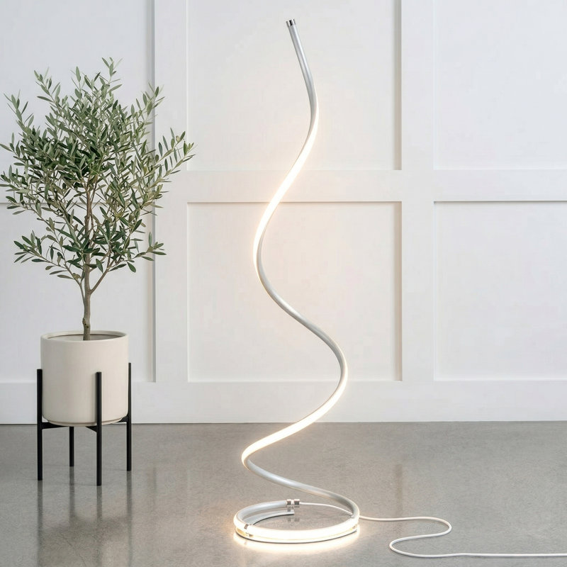 Lampe sur pied à DEL écoénergétique industrielle 38 po avec gradateur intégré 3 lumières Allure Silver, Argent