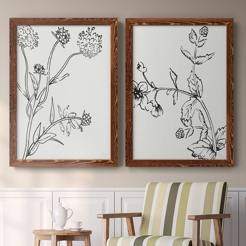 Botanical Study I - Toile encadrée de qualité supérieure - prête à être accrochée, Érable encadré