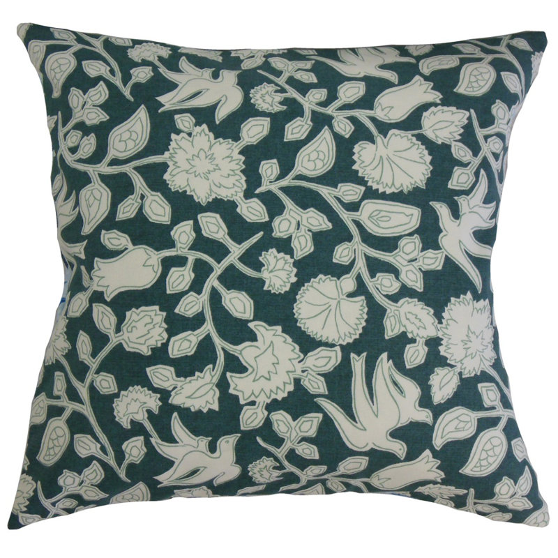 Oreiller en coton Xylia, 24 po x 24 po, Jade, Carré