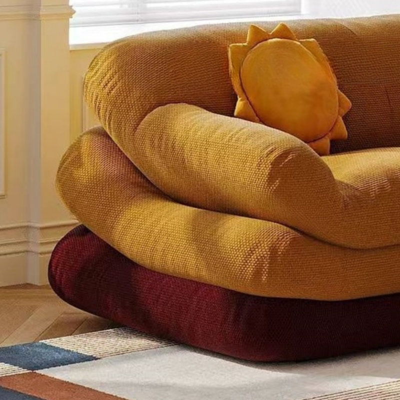 Cloud Dopamine Straight Sofa, Yellow, 2, 27.56” H x 78.74” W x 40.16” D