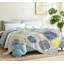 Jeté en molleton bleu flanelle ultra doux, imprimé rétro beige, bleu marine, jaune-130090168