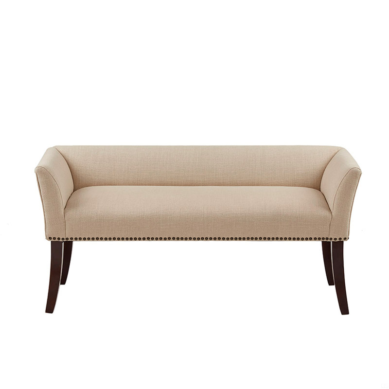 Upholstered Bench, Shoe Bench For Living Room, Black, Beige