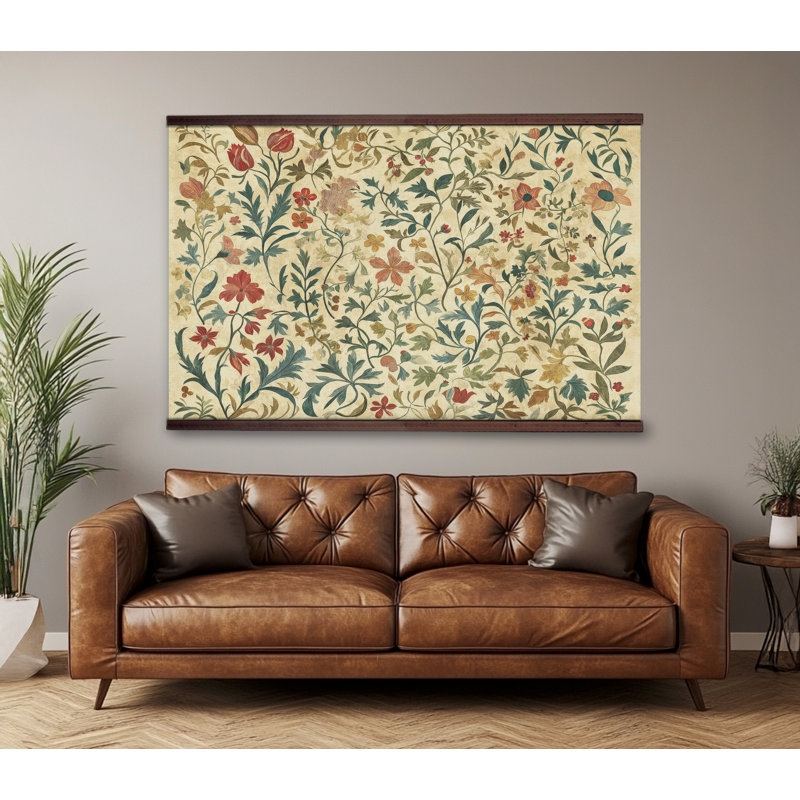 Vintage Botanical Wall Art Tapestry, Wall Hanging Art, 40" H x 60" W