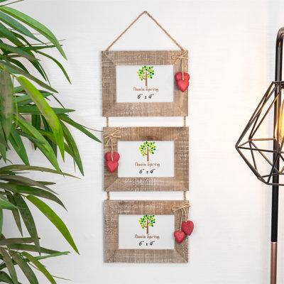 Nicola Spring - Hearts Hanging 3 Photo Frames - 6 x 4"