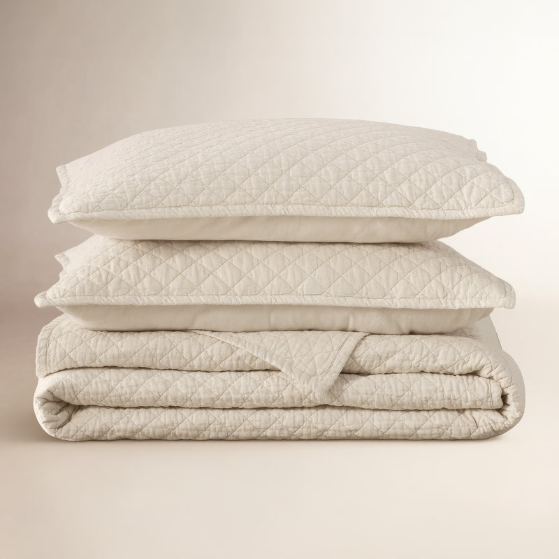 Jeffen Linen Blend Quilt, Full/Queen Quilt, Ivory