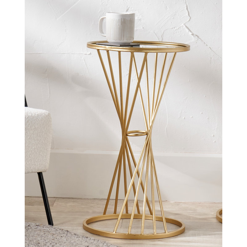 Lebanon Glass Top Pedestal End Table