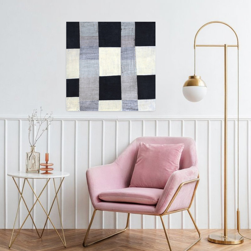 Gray Plaid 2 Abstract Contemporary Art, 32" H x 32" W