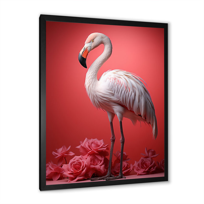 «Keldon Monochome Flamingo Fading Glow», reproduction, H 20 po x l 12 po x P 1 po, Cadre photo noir