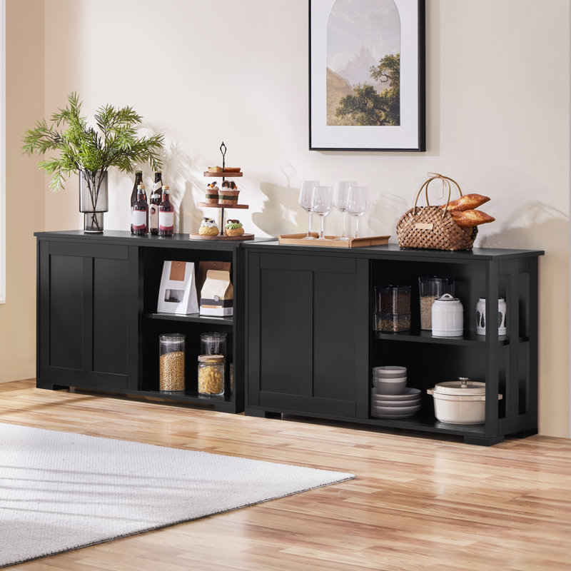 107cm Multifunctional Sideboard with Concealed Storage, Black