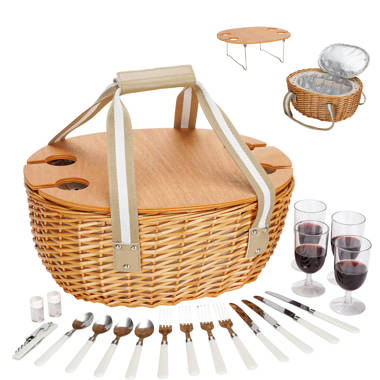 August Grove® Wood Picnic Basket , Service for 2 & Reviews