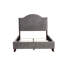 Lit double rembourré en velours gris, touche traditionnelle moderne, structure en bois massif, tête de lit et garniture cloutée, sommier tapissier essentiel à utiliser avec revêtement, fabrication, nécessaire et installation