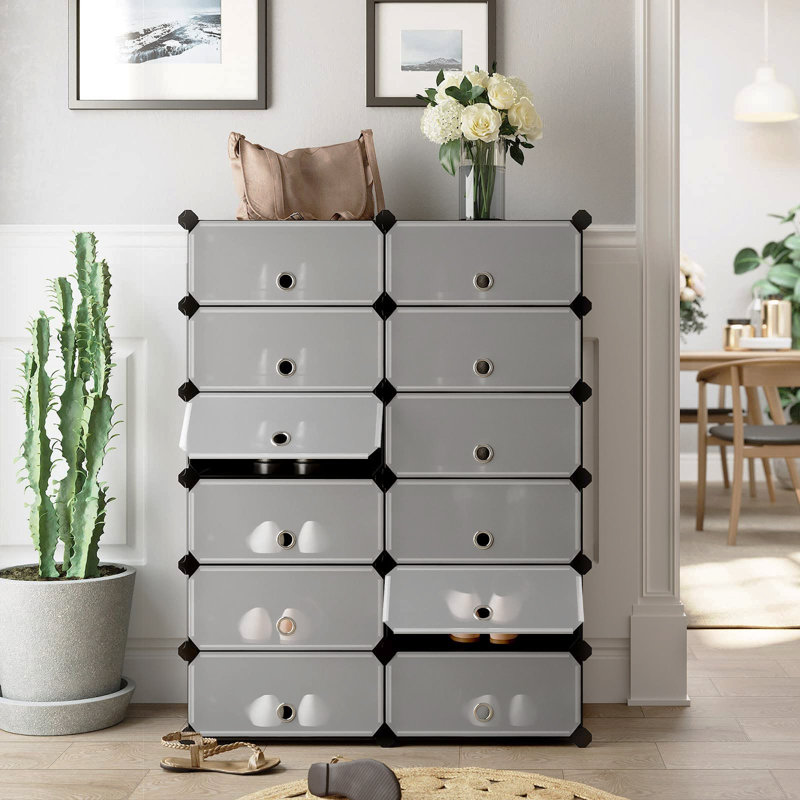 12 Pair Shoe Storage Box, Black