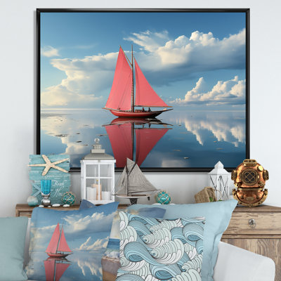 Voilier rouge arctique, tranquillité I sur toile
