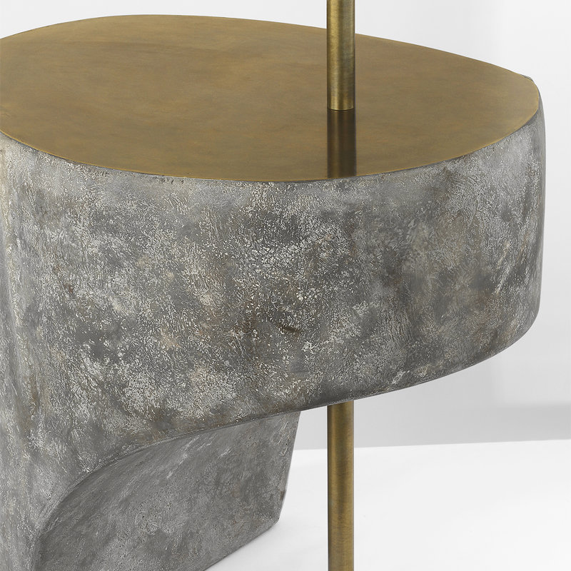 Anne-Marie Barton Runia 49" Sculpted Side Table Floor Lamp in Eclipse with Mottled Brass