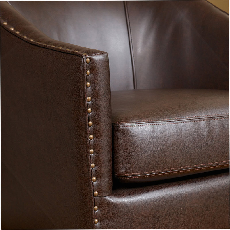 Fauteuil club en cuir reconstitué brun, Brun