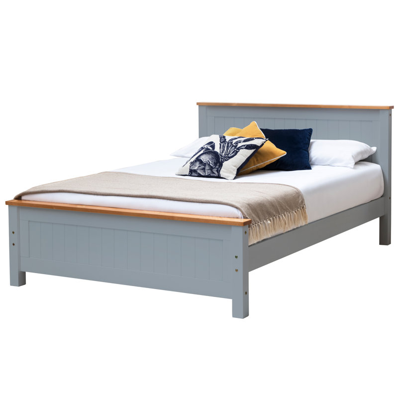 Aubrey Solid Wood Bed with Mattress, Grey, Double (4'6), 23cm Spring