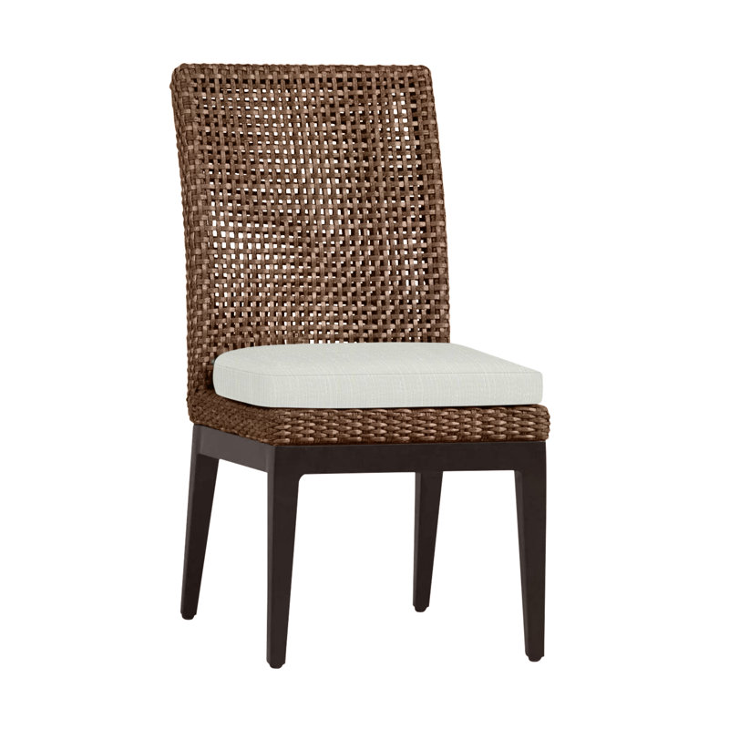 Chaise d'appoint tissée en péninsule - acajou / châtaignier, Pas de soudure, Sunbrella® argent Verona, Acajou / châtaignier