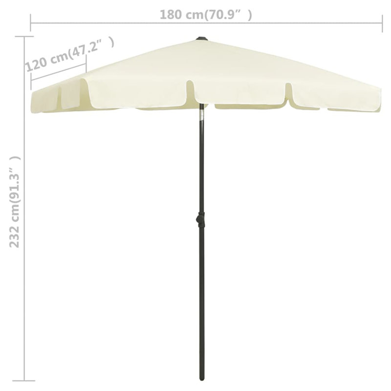 Caylee 180cm X 120cm Rectangular Beach Parasol, Yellow