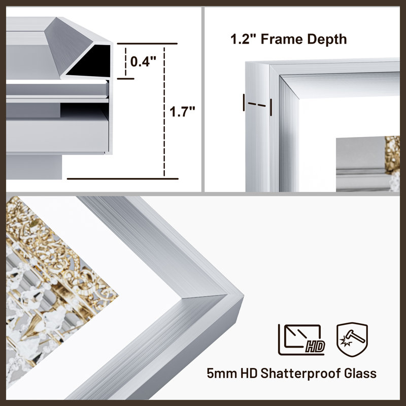 Miroir de salle de bain à DEL New Rockford, 28 po x 20 po, Argent, Rectangulaire
