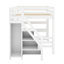 Lit mezzanine double avec tablettes, escalier de rangement et lumière DEL blanche