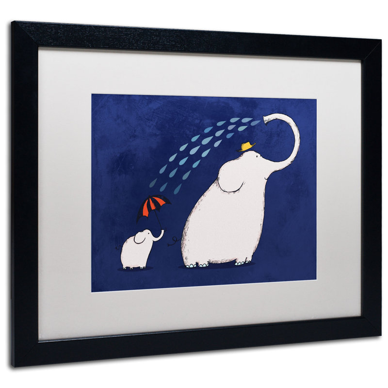 « parasol éléphant » par martell, art encadré, Blanc, H 16 po x l 20 po