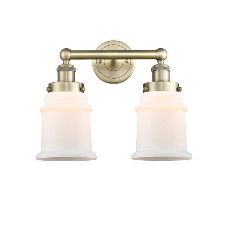 Cailen 2 - Light Dimmable Vanity Light, Matte White, Antique Brass