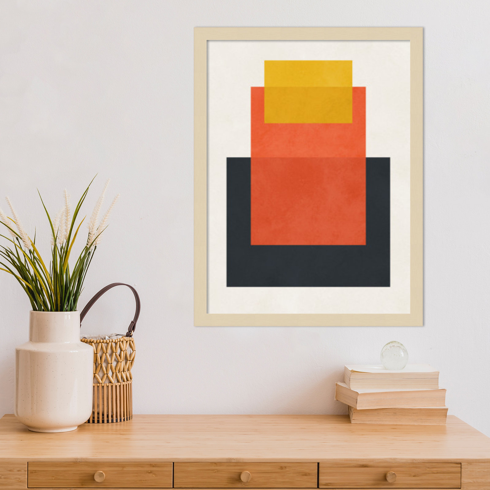 Overlapping Geometry 10 Print, Brown/Orange, Brown, 21" H x 16" W