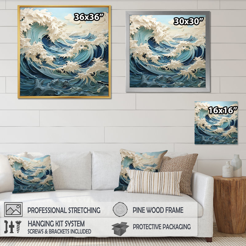 Kinetic Kinetic Waves I - Imprimé, Cadre flottant noir, H 36 po x l 36 po x P 1,5 po