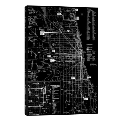 Modern Art - Chicago Transit Negative by 5by5collective - No Frame Print on Canvas